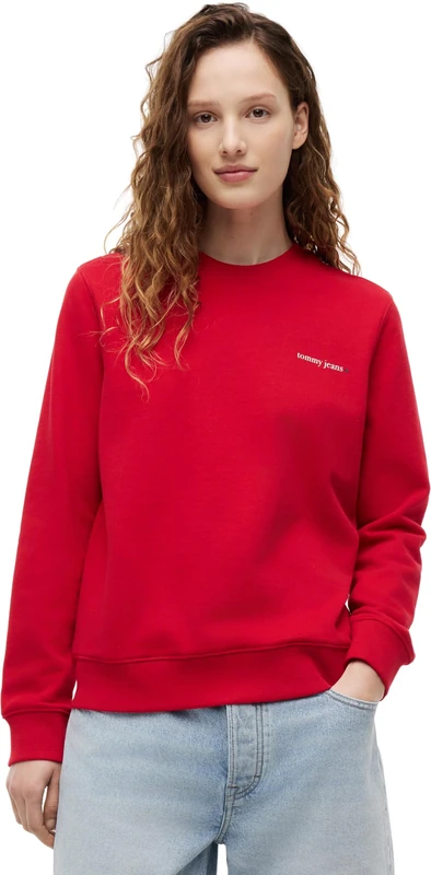 Tommy Jeans Women's Tjw Reg Ess Logo 1 Crew Ext DW0DW22829 Pullover Sweatshirt, RED (Amaryllis Red), XS