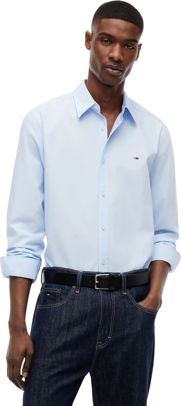 Tommy Jeans Men's Shirt Poplin in Cotton, Blue (Sweet Blue), S