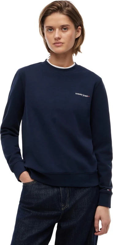 Tommy Jeans Women's Tjw Reg Ess Logo 1 Crew Ext DW0DW22829 Pullover Sweatshirt, BLUE (Dark Night Navy), XL