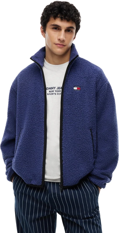 Tommy Jeans Men's Tjm Rlx Badge Zip-Thru Teddy Ext DM0DM22345 Zip Through Sweatshirt, BLUE (Blue Storm), S