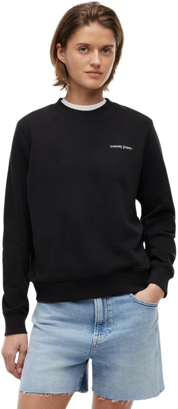 Tommy Jeans Women's Tjw Reg Ess Logo 1 Crew Ext DW0DW22829 Pullover Sweatshirt, BLACK (Black), XL