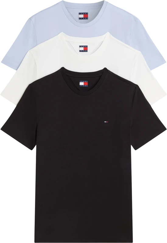 Tommy Jeans Men's TJM Xslim 3 Pack Tee Dm0Dm21579 S/S T-Shirt, Multi (Moonlight iris/Ecru/Black), L