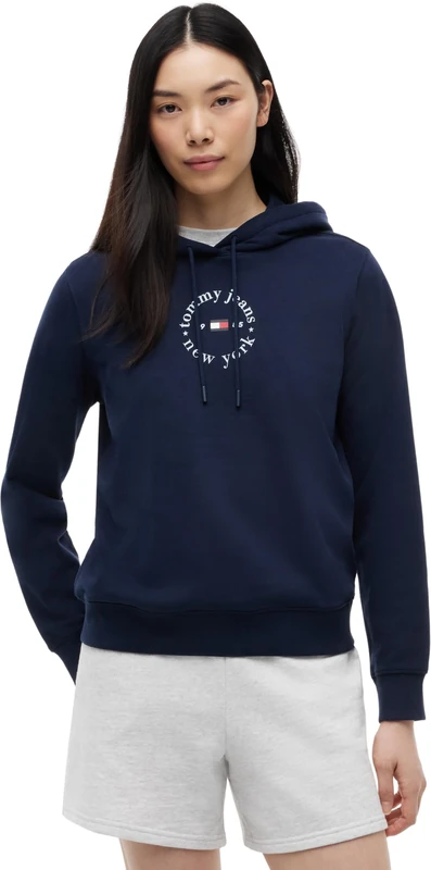 Tommy Jeans Women's Tjw Reg Ess Logo 2 Hoodie Ext DW0DW22823 Pullover, Blue (Dark Night Navy), M