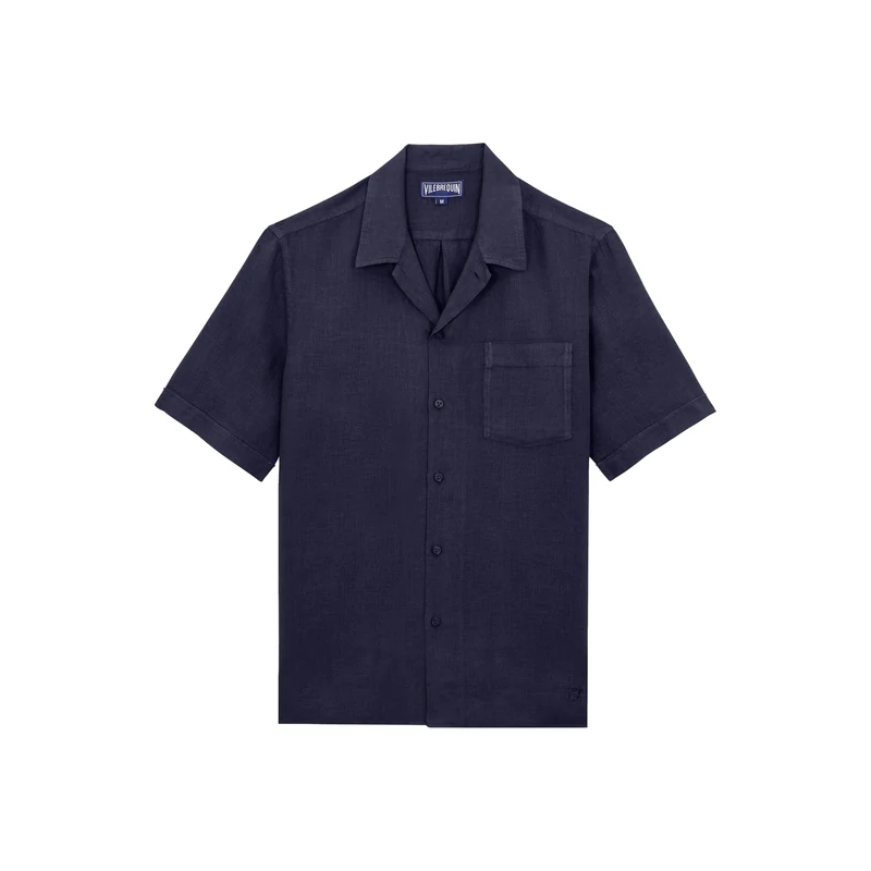 Vilebrequin, Bowling Linen Shirt Solid, S, Navy