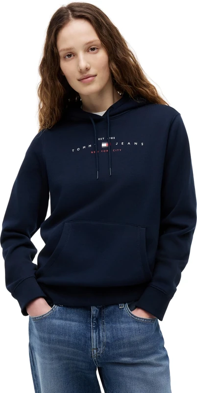 Tommy Jeans Women's Tjw Reg Us Linear Hoodie DW0DW23485 Pullover Hoodie, BLUE (Dark Night Navy), XS