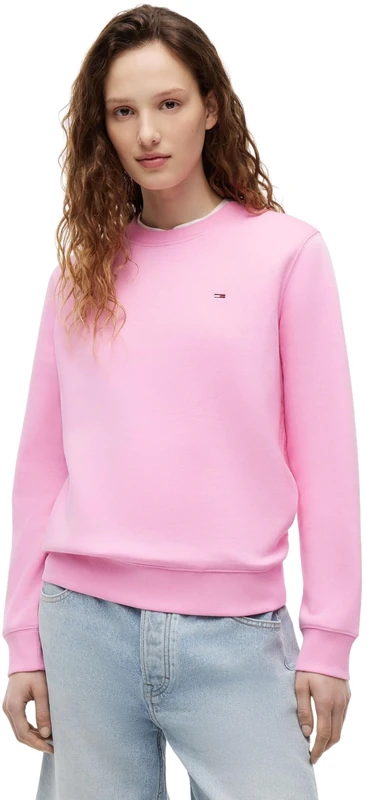 Tommy Jeans Women's Tjw Reg S Flag Crew Dw0Dw19959 Pullover Sweatshirt, PINK (Pink Daisy), XL