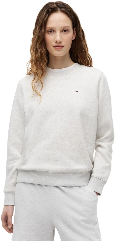 Tommy Jeans Women's Tjw Reg S Flag Crew Dw0Dw19959 Pullover Sweatshirt, GREY (Ice Grey Heather), XS