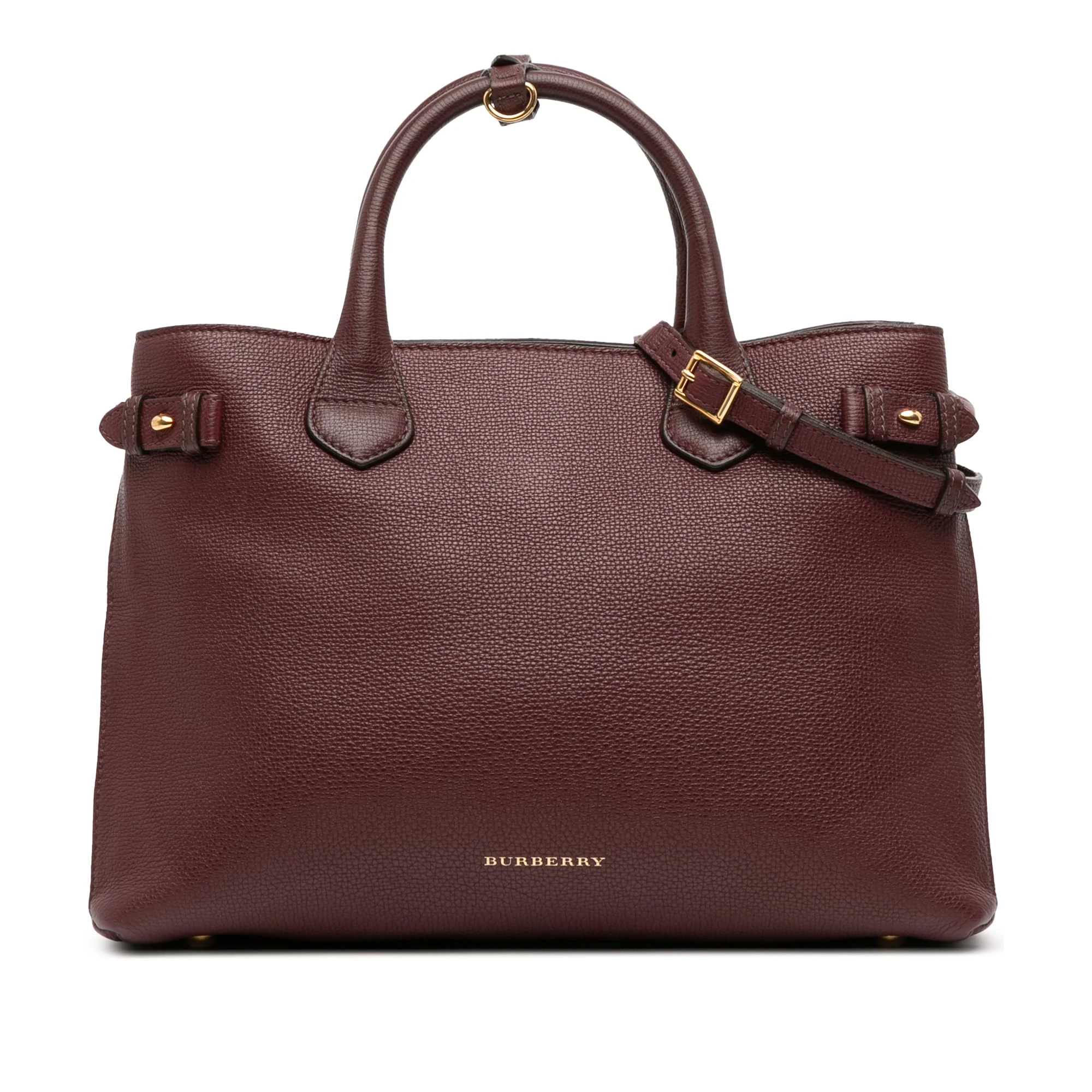 BURBERRY Pre-Loved Medium Leather and House Check Banner Satchel