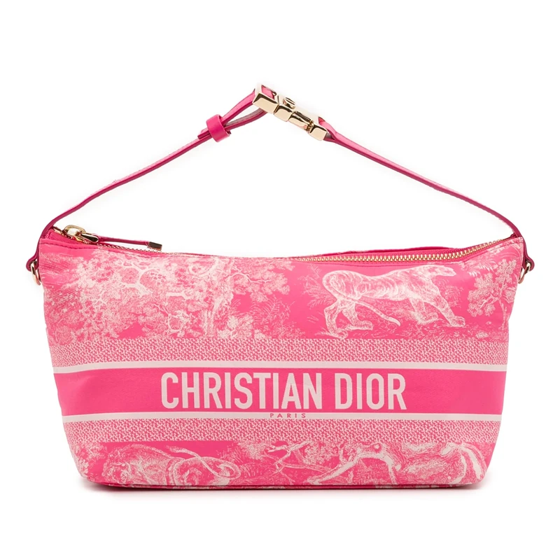 Dior Pre-Loved Medium Technical Fabric Toile De Jouy Reverse Diortravel Nomad Pouch Handbag