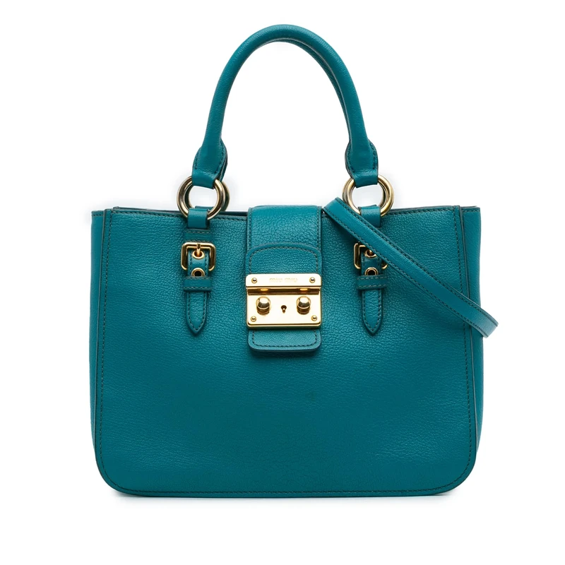 Miu Miu Pre-Loved Goatskin Madras Satchel Handbag