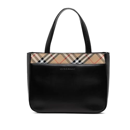 BURBERRY Pre-Loved Nova Check Canvas Trimmed Leather Handbag