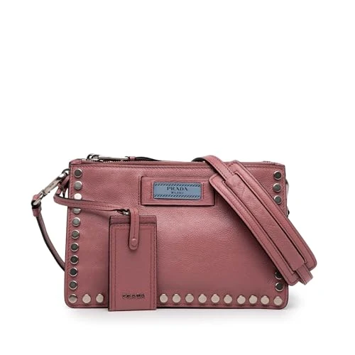 Prada Pre-Loved Glace Calf Studded Etiquette Crossbody Bag