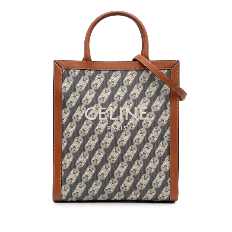 Celine Pre-Loved Small Triomphe Canvas Maillon Vertical Cabas Satchel Handbag