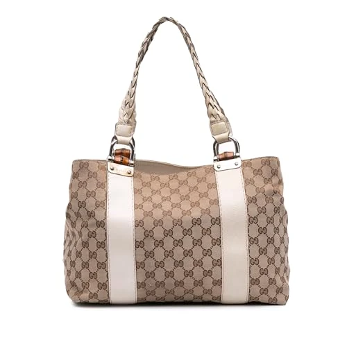 Gucci Pre-Loved Medium GG Canvas Bamboo Libeccio Tote