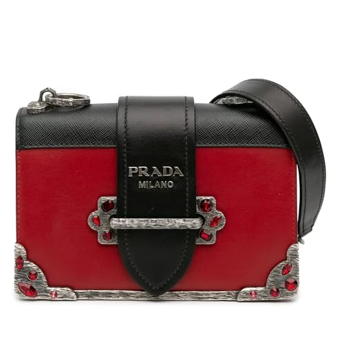Pre-Loved Saffiano Trimmed City Calf Crystal Cahier Crossbody