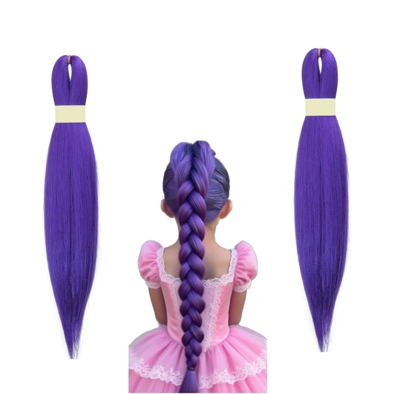 Anime H_Hunters Rum Wig, Purple Hair Extensions for Braiding Purple Braiding Hair Pre Stretched Braiding Hair,26 InchPrestretched Braidings Hairs P-urple Christmas costume Cosplay Stage Partiesie