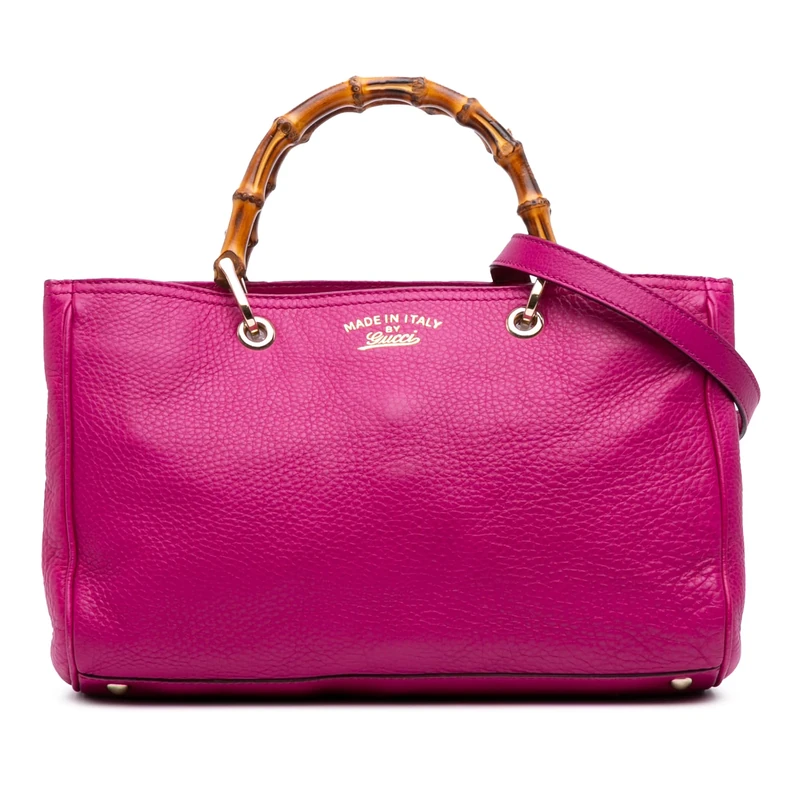 Gucci Pre-Loved Medium Calfskin Bamboo Shopper Satchel Handbag