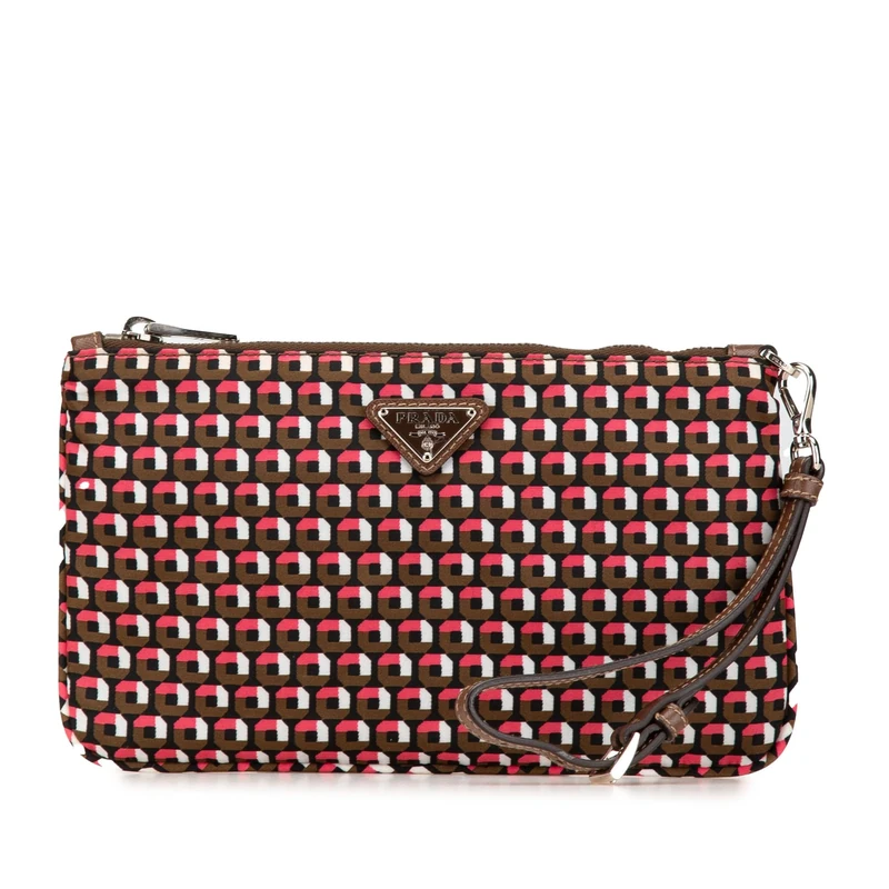 Prada Pre-Loved Tessuto Stampato Wristlet Clutch Bag