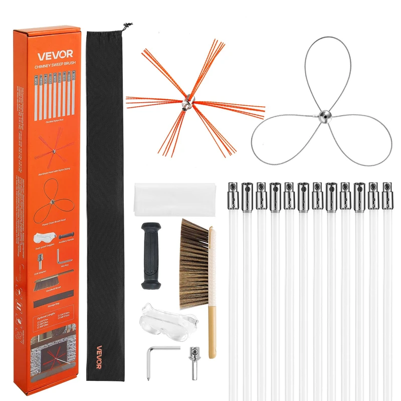 VEVOR Chimney Sweep Kit, 39 ft Maximum Extendable Length Chimney Brush