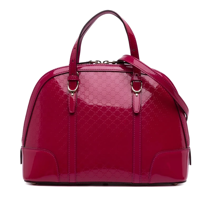 Gucci Pre-Loved Medium Microguccissima Patent Nice Dome Satchel Handbag