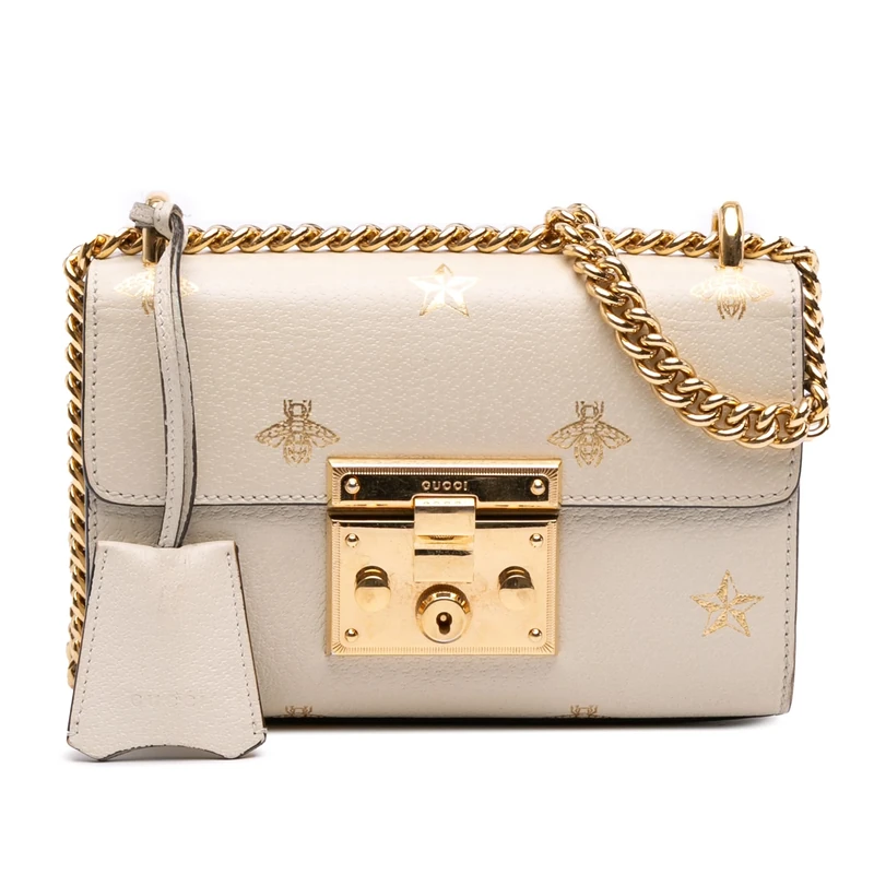 Gucci Pre-Loved Small Leather Bee Star Padlock Crossbody