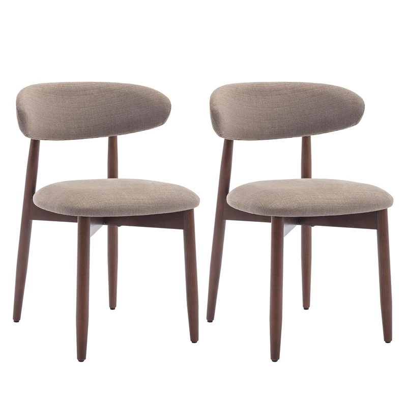 COLAMY Modern Dining Chairs Set with Wooden Legs – Upholstered Fabric Dining Room Chairs with Curved Backrest, Soft Cushion Seat, and Sturdy Rubberwood Frame for Kitchen, Living Room, or Café