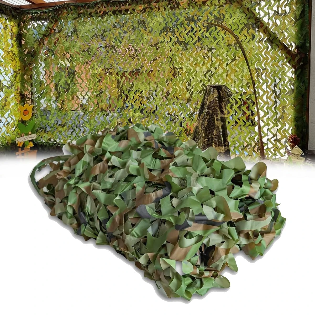 Weatherproof Military Camouflage Netting 10x16m Tear Resistant Camo Cover for Airsoft Hunting Blind Outdoor Survival Shelter Paintball Hide Wildlife Observation Camping Shade