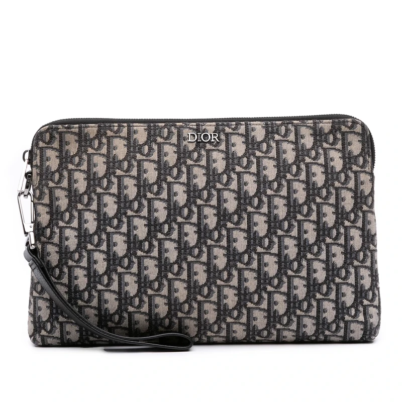 Dior Pre-Loved Oblique Canvas Pouch Clutch Bag