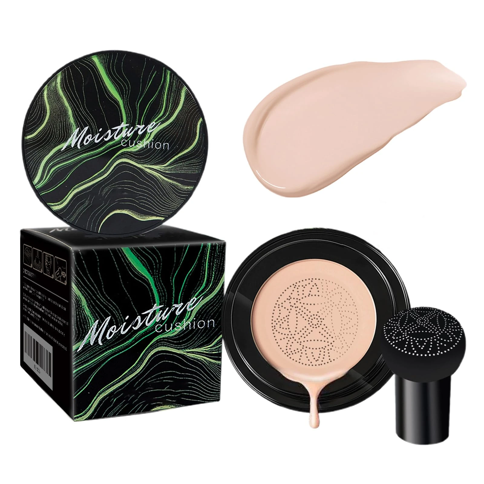 CC Cream Foundation with Mushroom Head Air Cushion - Liquid Foundation CC Cream,Moisturizing Concealer - Full Coverage for Flawless Makeup,Brightening Pigment, Even Skin Tone Makeup