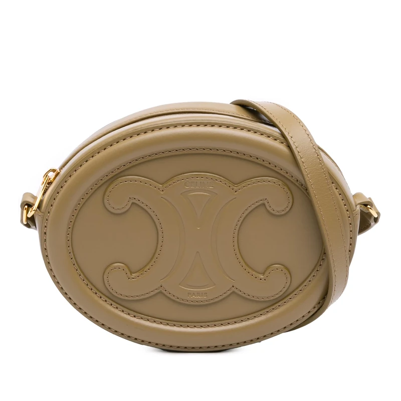 Celine Pre-Loved Small Calfskin Cuir Triomphe Oval Crossbody Bag