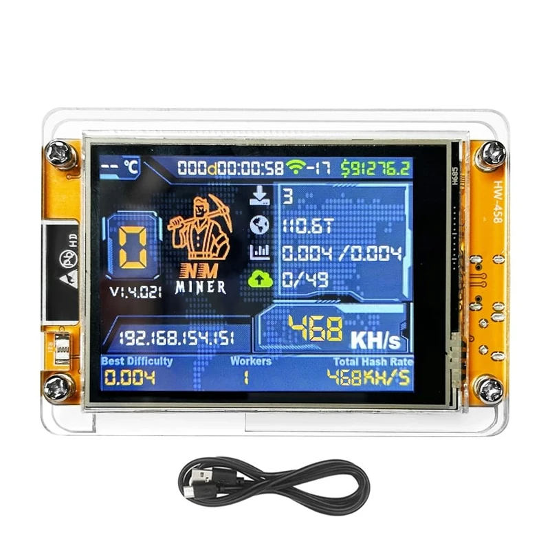 Ohoky V2 468KH/S BTC Solo Lottery Miner 2.8 Inch Smart Display Bitcoin Crypto Lottery Miner