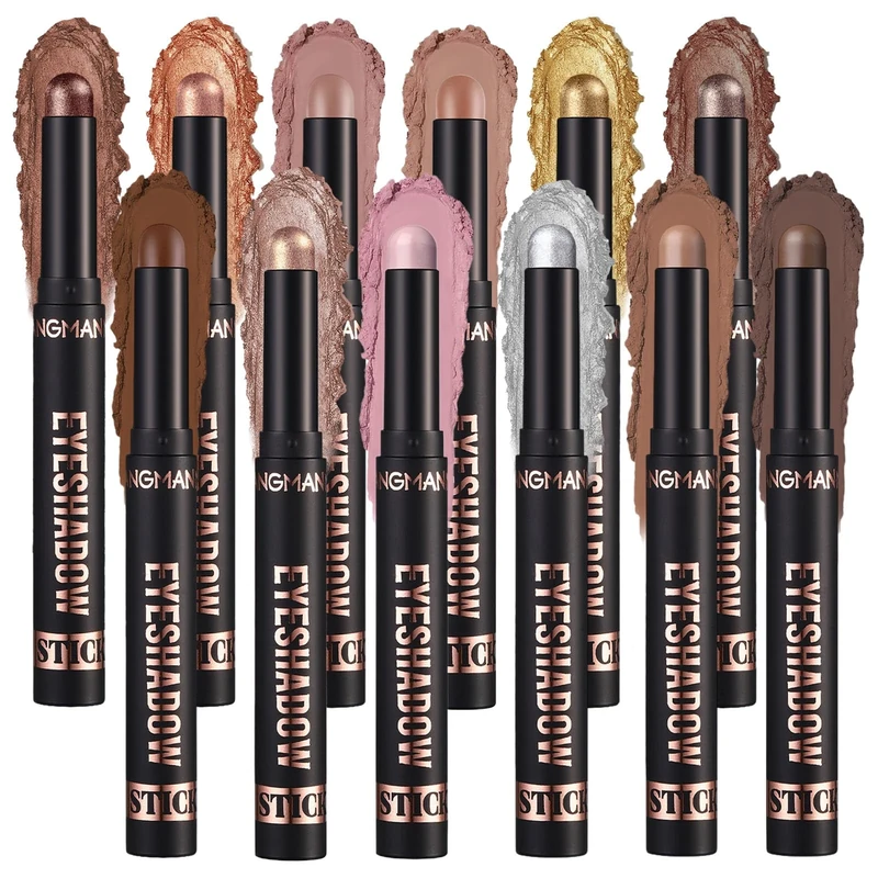 HEUIOP 12 Pcs Eyeshadow Stick Set, Waterproof Long Lasting Eyeshadow Pencil, Soft Smooth Cream Eye Shadow Stick for Daily Makeup & Special Occasions (12 Colors)