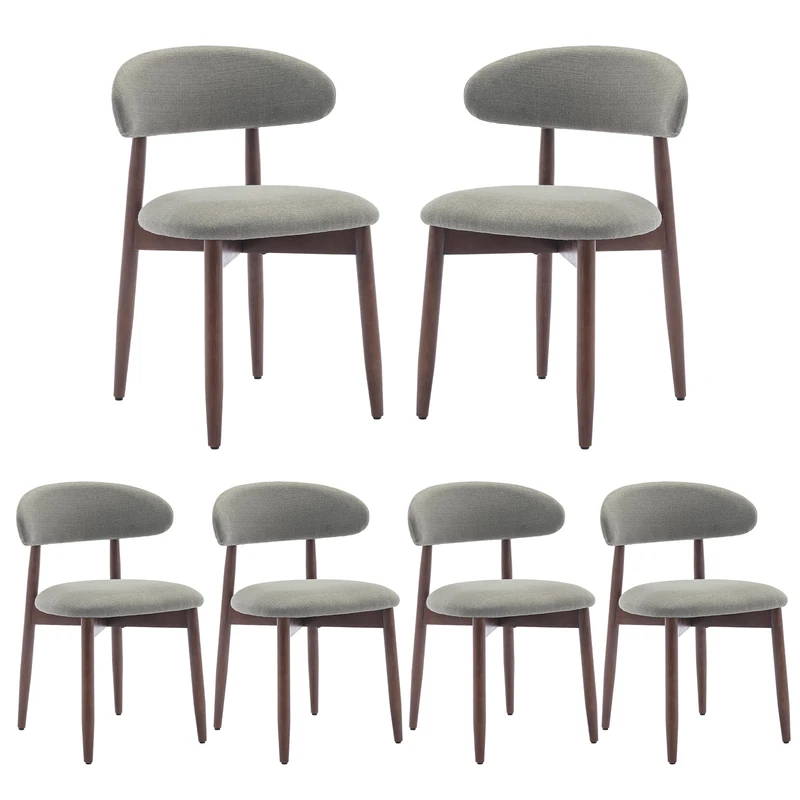 COLAMY Modern Dining Chairs Set with Wooden Legs – Upholstered Fabric Dining Room Chairs with Curved Backrest, Soft Cushion Seat, and Sturdy Rubberwood Frame for Kitchen, Living Room, or Café