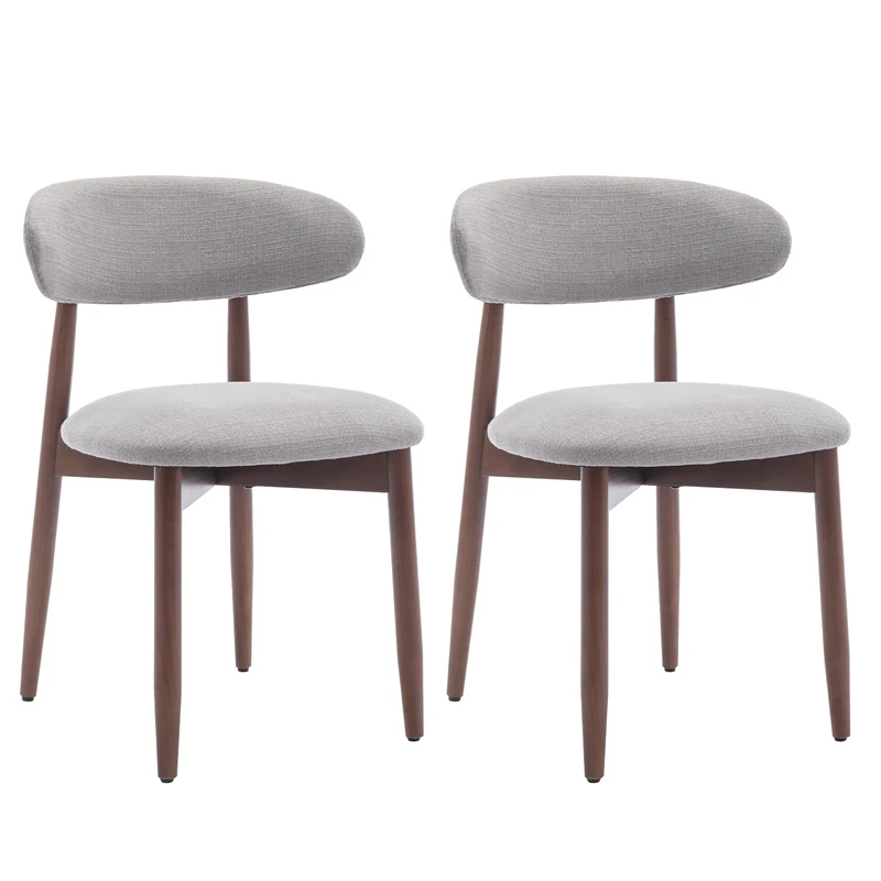 COLAMY Modern Dining Chairs Set with Wooden Legs – Upholstered Fabric Dining Room Chairs with Curved Backrest, Soft Cushion Seat, and Sturdy Rubberwood Frame for Kitchen, Living Room, or Café