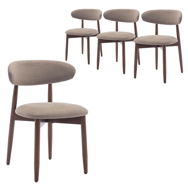 COLAMY Modern Dining Chairs Set with Wooden Legs – Upholstered Fabric Dining Room Chairs with Curved Backrest, Soft Cushion Seat, and Sturdy Rubberwood Frame for Kitchen, Living Room, or Café