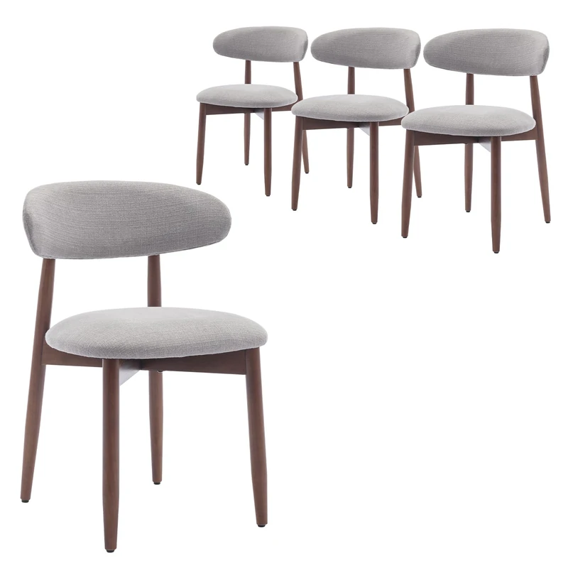 COLAMY Modern Dining Chairs Set with Wooden Legs – Upholstered Fabric Dining Room Chairs with Curved Backrest, Soft Cushion Seat, and Sturdy Rubberwood Frame for Kitchen, Living Room, or Café