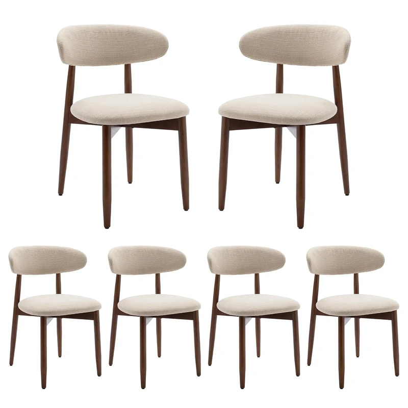 COLAMY Modern Dining Chairs Set with Wooden Legs – Upholstered Fabric Dining Room Chairs with Curved Backrest, Soft Cushion Seat, and Sturdy Rubberwood Frame for Kitchen, Living Room, or Café
