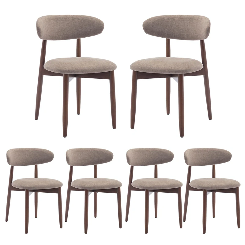 COLAMY Modern Dining Chairs Set with Wooden Legs – Upholstered Fabric Dining Room Chairs with Curved Backrest, Soft Cushion Seat, and Sturdy Rubberwood Frame for Kitchen, Living Room, or Café