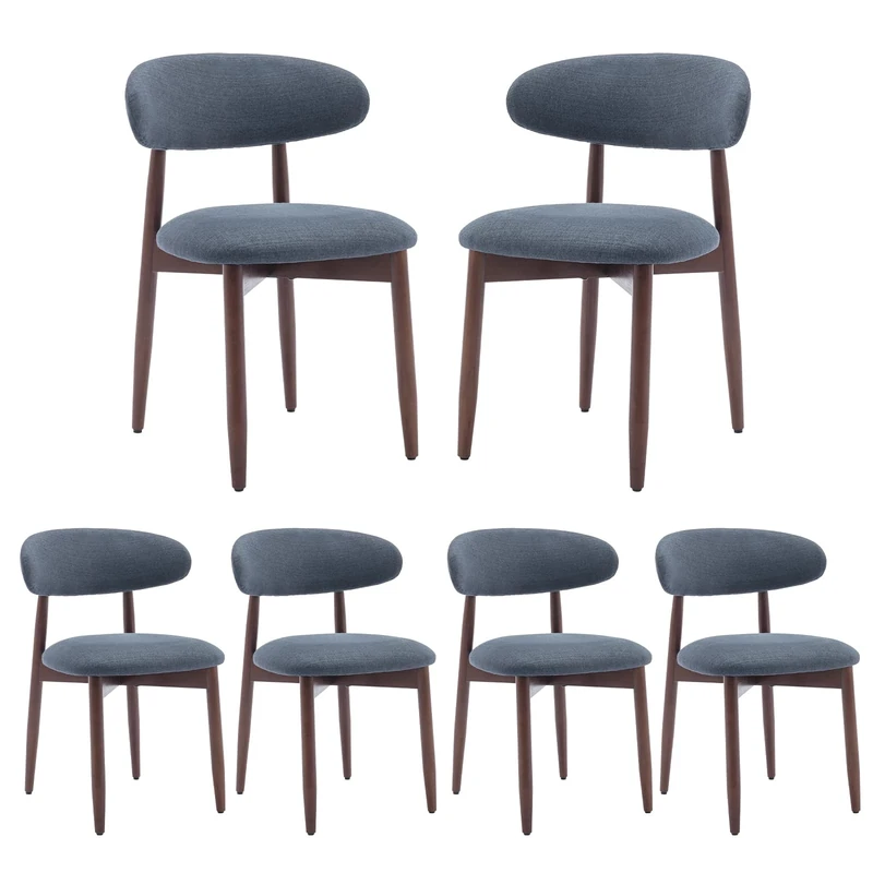 COLAMY Modern Dining Chairs Set with Wooden Legs – Upholstered Fabric Dining Room Chairs with Curved Backrest, Soft Cushion Seat, and Sturdy Rubberwood Frame for Kitchen, Living Room, or Café
