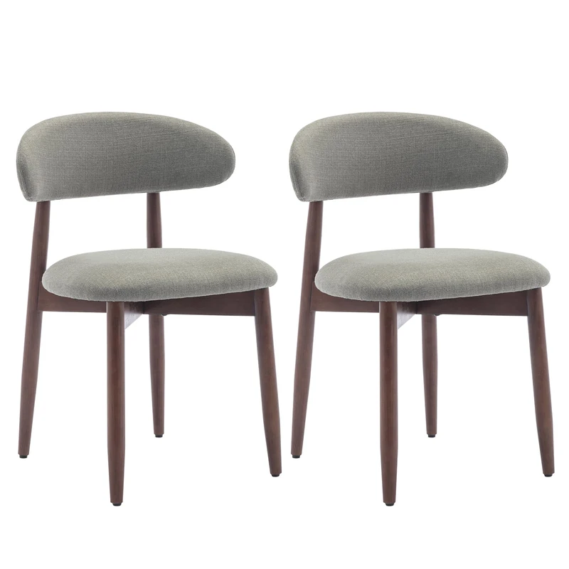 COLAMY Modern Dining Chairs Set with Wooden Legs – Upholstered Fabric Dining Room Chairs with Curved Backrest, Soft Cushion Seat, and Sturdy Rubberwood Frame for Kitchen, Living Room, or Café