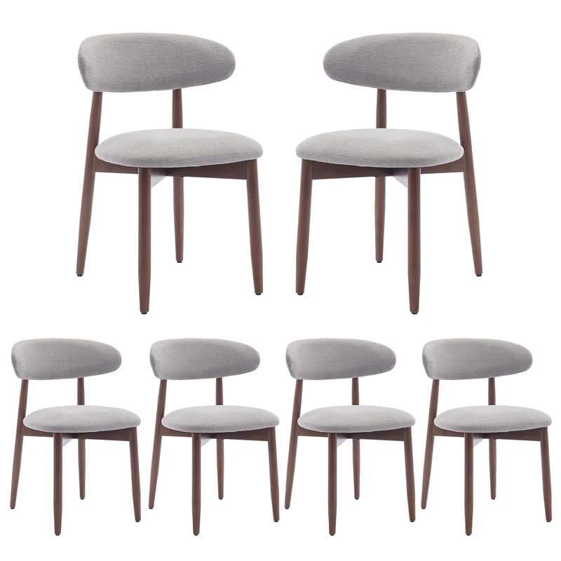 COLAMY Modern Dining Chairs Set with Wooden Legs – Upholstered Fabric Dining Room Chairs with Curved Backrest, Soft Cushion Seat, and Sturdy Rubberwood Frame for Kitchen, Living Room, or Café