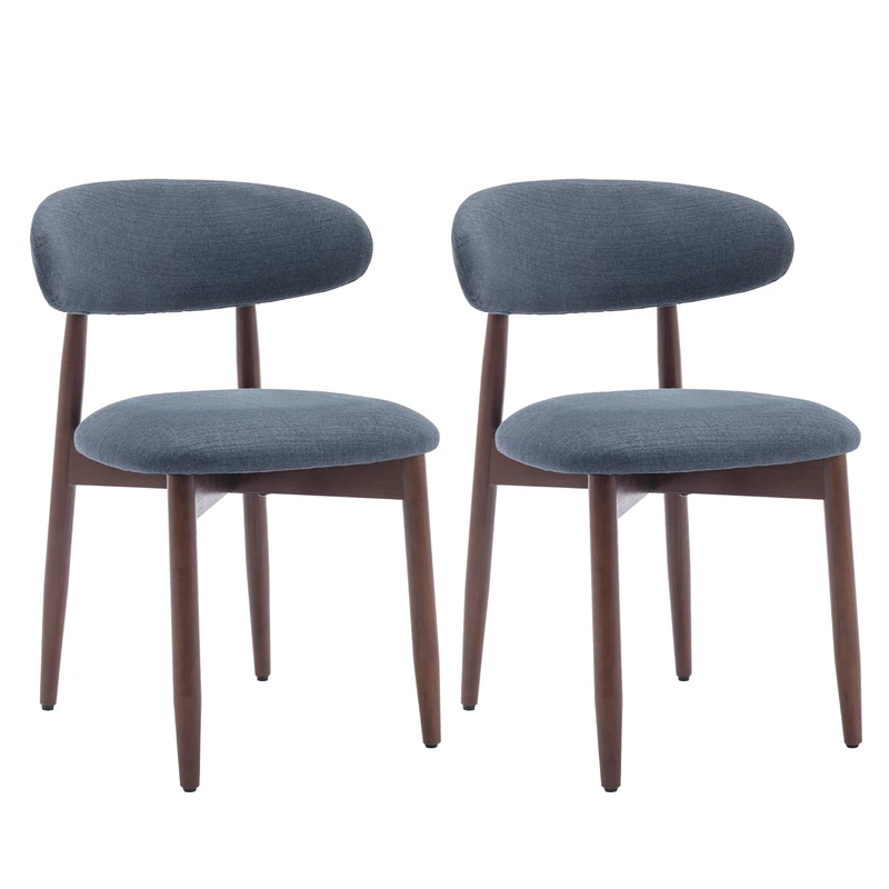 COLAMY Modern Dining Chairs Set with Wooden Legs – Upholstered Fabric Dining Room Chairs with Curved Backrest, Soft Cushion Seat, and Sturdy Rubberwood Frame for Kitchen, Living Room, or Café