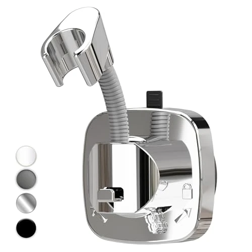SIGERIO Suction Cup Shower Head Holder - 360° Adjustable. Adhesive Shower Head Hanger with Hook. Shower Handle/ Hose Bracket. Tool-Free Wall Mount for Handheld Showerheads. Fits Bathroom and RV