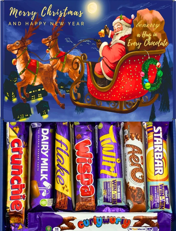 Luxury Chocolate Hamper – Assorted Dairy Milk Selection – Gift for Birthdays & Thank You & All Occasions – Premium Cocoa Treat Set (Christmas - Winter Blue)