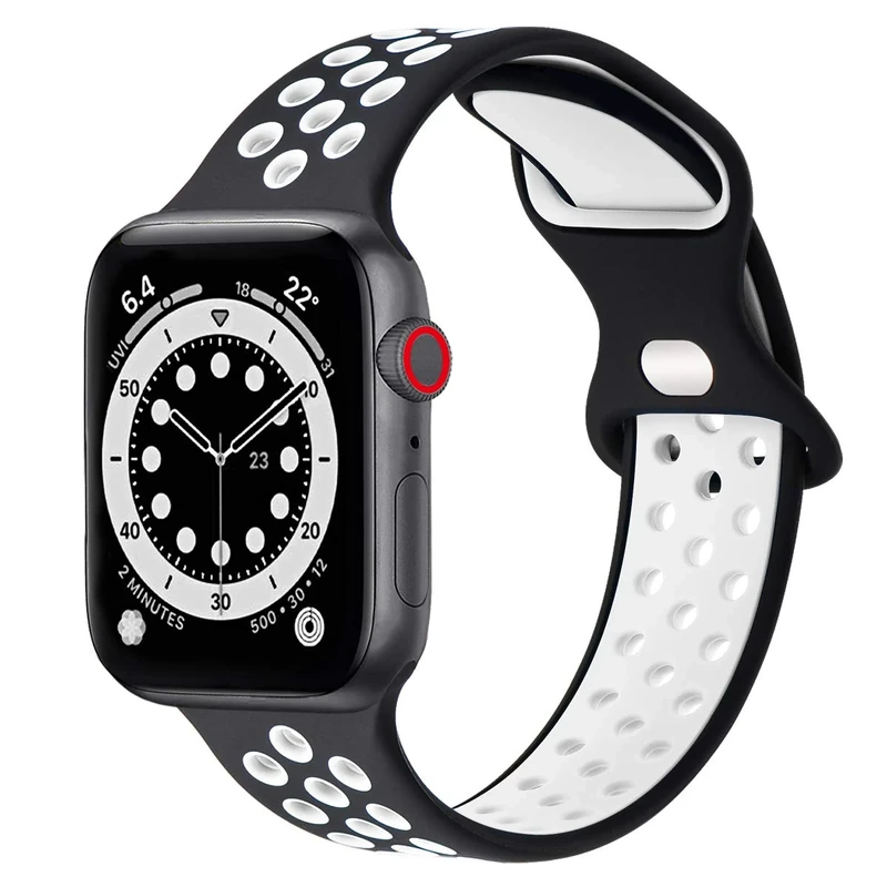 QIVON Silicone Strap Compatible with Apple Watch Strap 38mm 40mm 41mm 42mm, Replacement Straps for iWatch SE 3 Series 11 10 9 8 7 6 5 4 3 2 1 SE SE3/iwatch Strap(Black/White)