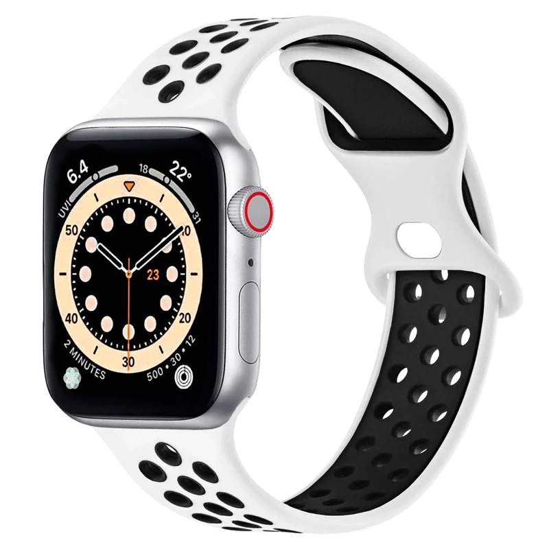 QIVON Silicone Strap Compatible with Apple Watch Strap 38mm 40mm 41mm 42mm, Replacement Straps for iWatch SE 3 Series 11 10 9 8 7 6 5 4 3 2 1 SE SE3/iwatch Strap(White/Black)