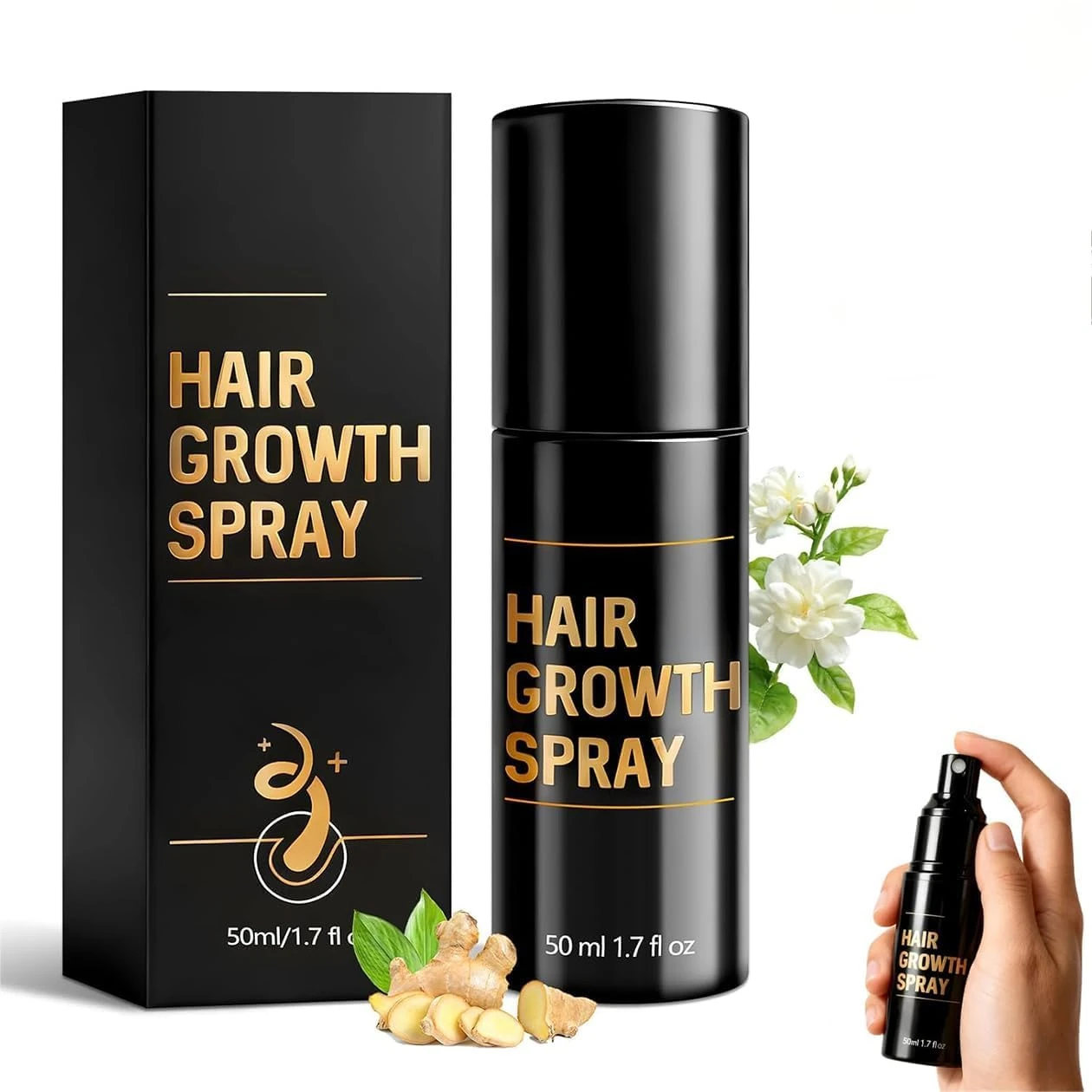 Hair Growth Spray, Hair Thickening Spray for Thinning Hair, Supports Fuller & Stronger Hair for Women & Men-All Hair Types-50ML