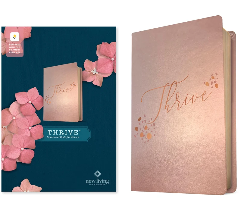 NLT THRIVE Devotional Bible for Women, Filament Enabled (LeatherLike, Rose Metallic)