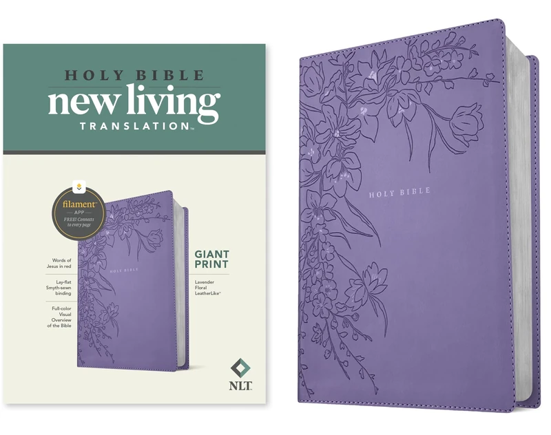 NLT Giant Print Bible, Filament Enabled (LeatherLike, Lavender Floral, Red Letter)