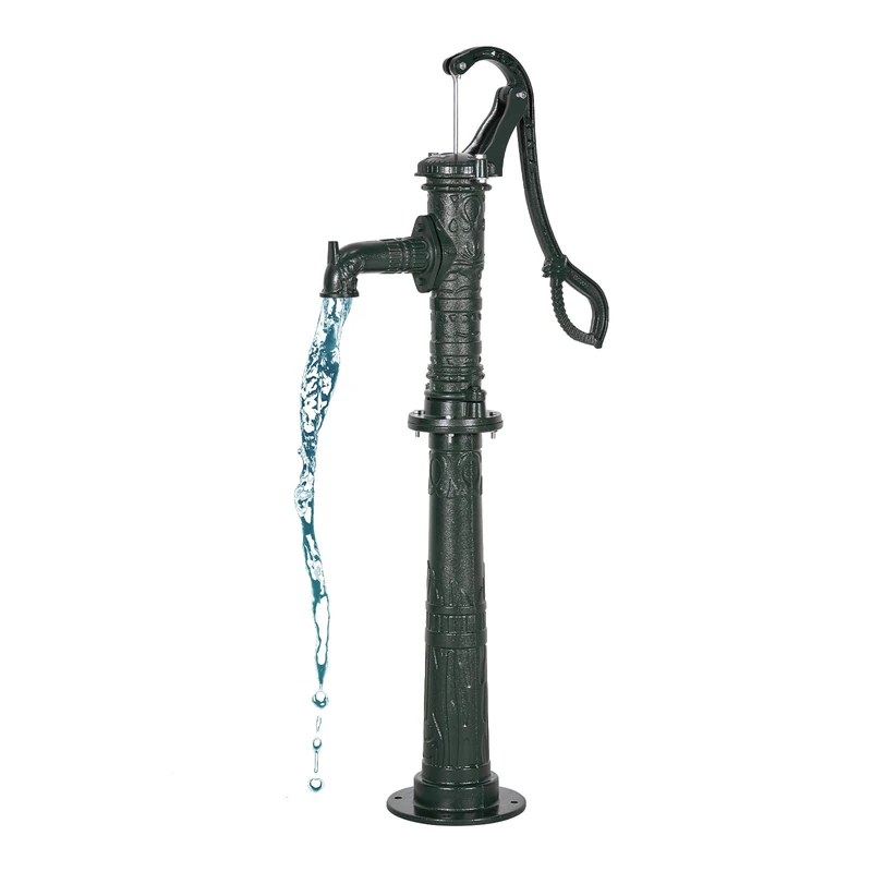 VEVOR Well Hand Pitcher Pump, 20 ft Max Lift, Antique Cast Iron Manual Hand Water Pump with Heightening Base, NPT 1-1/4 in Connection, Easy Installation, for Outdoor Garden, Pond, Yard, Farm, Green - Image 1